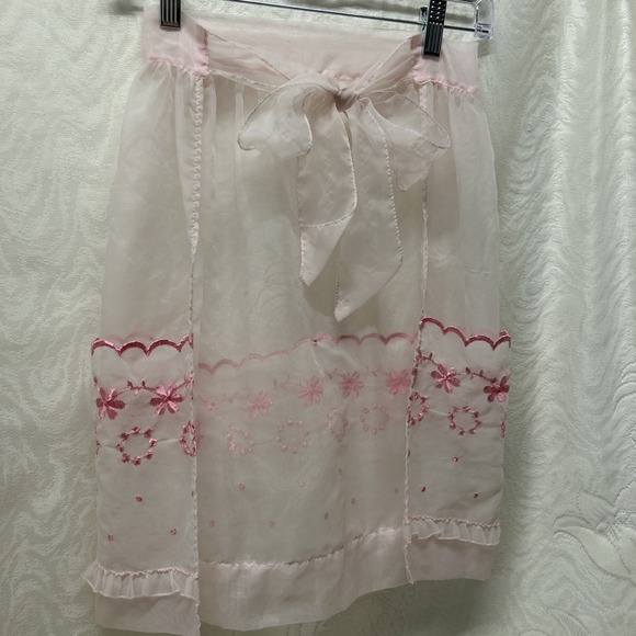 Vintage Sheer Pink Mid-Century Apron ‎ 1950s Apparel Housewife Costume Grandma - Picture 3 of 7